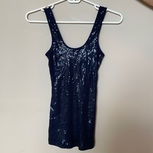 Navy express sequin tank top